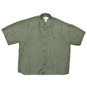 Rinnovato Men's XL Green 100% Silk Short Sleeve Button Down Shirt Abstract Print